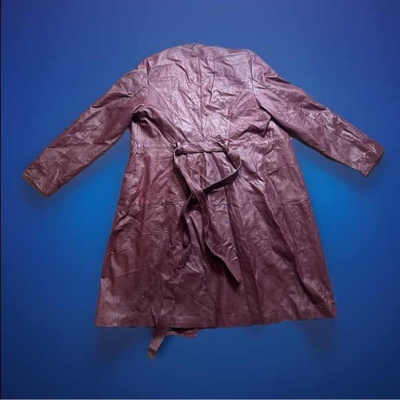 Genuine leather Newport news XL Burgandy Trench coat Sissy CD drag TV TS - Picture 5 of 7